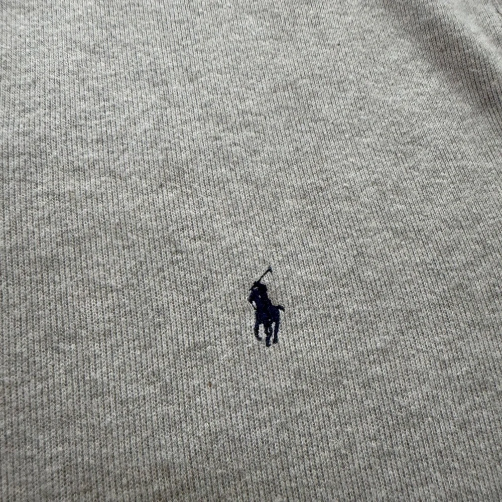Polo Ralph Lauren Quarter Zip Pullover Mens XXL Gray Cotton Leather Pull Sweater